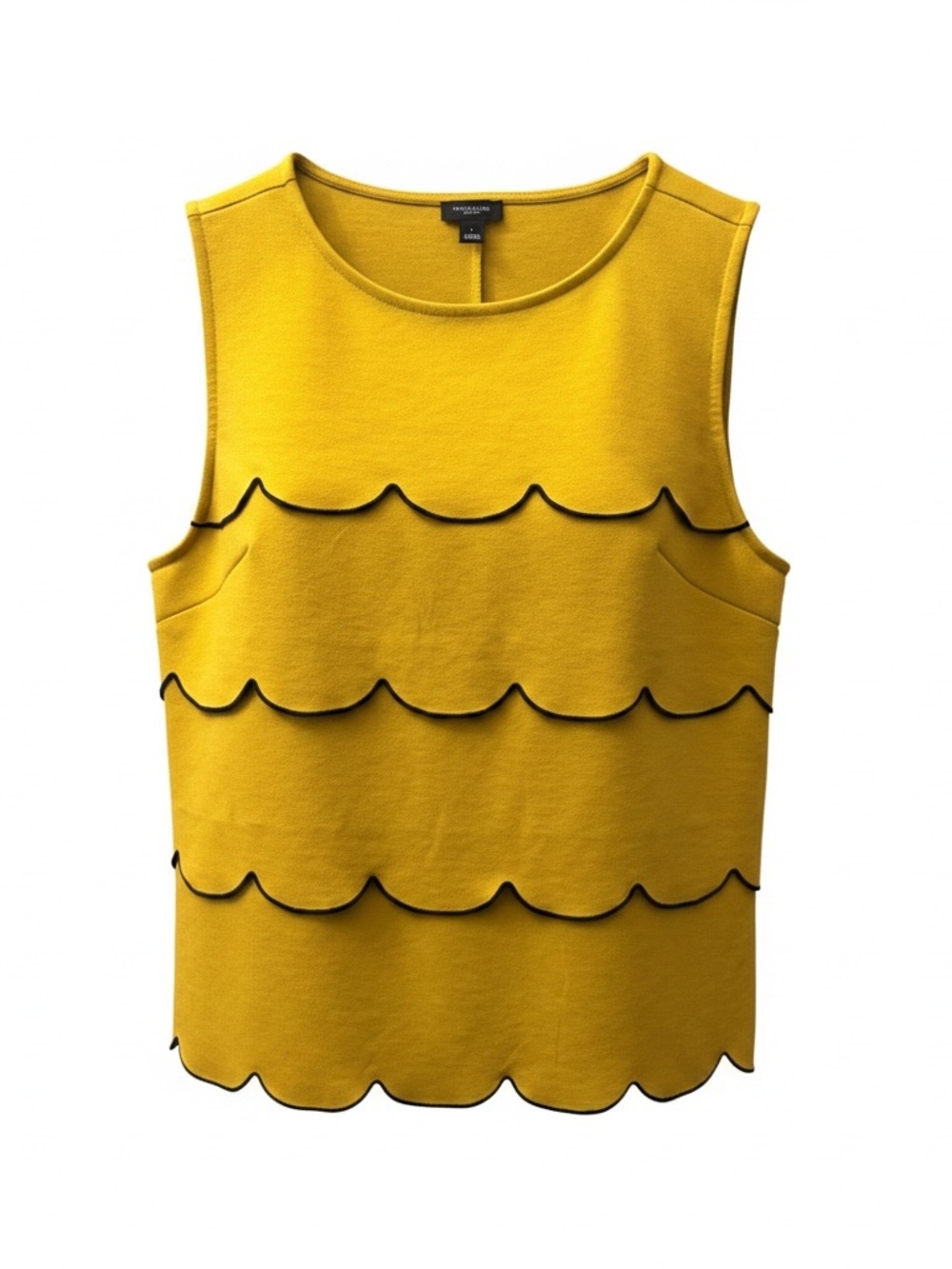 Ann Taylor Yellow Scalloped Tiered Sleeveless Shell